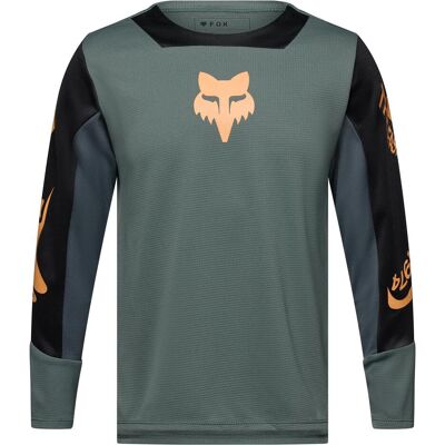 Fox, Jungen, Velotrikot, Yth Defend Ls Jersey Creation (L), Grün, Grau, L Fox, Jungen, Velotrikot, Yth Defend Ls Jersey Creation (L), Grün, Grau, L