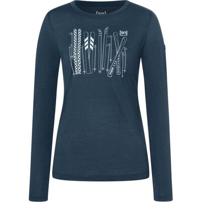 Super Natural, Damen, Funktionsshirt, Women's Fourski L/S (M), Blau, M Super Natural, Damen, Funktionsshirt, Women's Fourski L/S (M), Blau, M