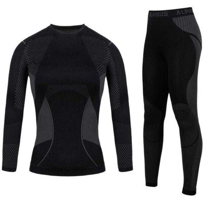 Alpinus, Damen, Funktionsunterhose, Active Base Layer Set Damen Thermounterwäsche (L), Schwarz, Grau, L Alpinus, Damen, Funktionsunterhose, Active Base Layer Set Damen Thermounterwäsche (L), Schwarz, Grau, L