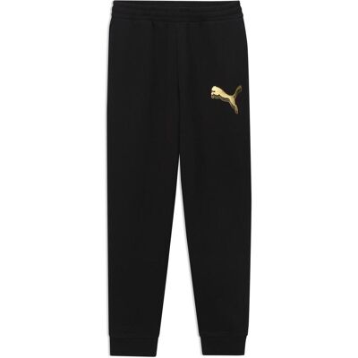 Puma Damen, Sporthose, ESS METALLIC Sweatpants FL (S), Gold, Schwarz Puma Damen, Sporthose, ESS METALLIC Sweatpants FL (S), Gold, Schwarz
