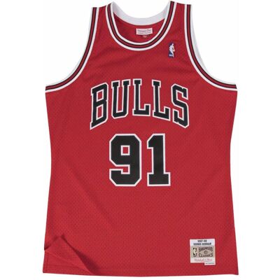 Mitchell & Ness, Herren, Sportshirt, Swingman Jersey Chicago Bulls 199798 Dennis Rodman (S), Rot, S Mitchell & Ness, Herren, Sportshirt, Swingman Jersey Chicago Bulls 199798 Dennis Rodman (S), Rot, S