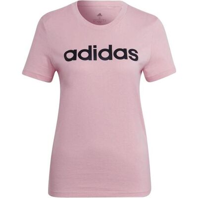 Adidas Damen, Sportshirt, Essentials Linear Logo Trainingsshirt Damen (XS), Rosa, Pink, Schwarz, XS Adidas Damen, Sportshirt, Essentials Linear Logo Trainingsshirt Damen (XS), Rosa, Pink, Schwarz, XS