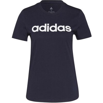 Adidas Damen, Sportshirt, Loungewear Essentials Slim Logo T-Shirt (L), Blau, L Adidas Damen, Sportshirt, Loungewear Essentials Slim Logo T-Shirt (L), Blau, L