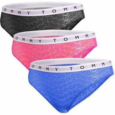 Tommy Hilfiger Damen, Bikinis, Damen 3P Full Lace Bikini Style Unterwäsche, Pink Amour/Deep Sky Blue/Black, S, Orange, (S) Tommy Hilfiger Damen, Bikinis, Damen 3P Full Lace Bikini Style Unterwäsche, Pink Amour/Deep Sky Blue/Black, S, Orange, (S)