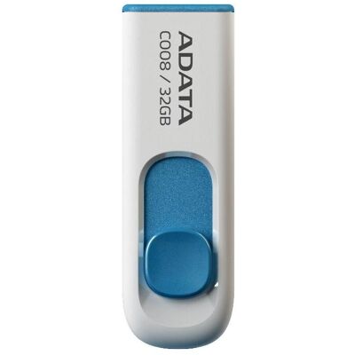 Adata MEMORY DRIVE FLASH USB2 32GB/WH/BLUE AC008-32G-RWE (32 GB, USB-A), USB Stick, Blau, Weiss Adata MEMORY DRIVE FLASH USB2 32GB/WH/BLUE AC008-32G-RWE (32 GB, USB-A), USB Stick, Blau, Weiss