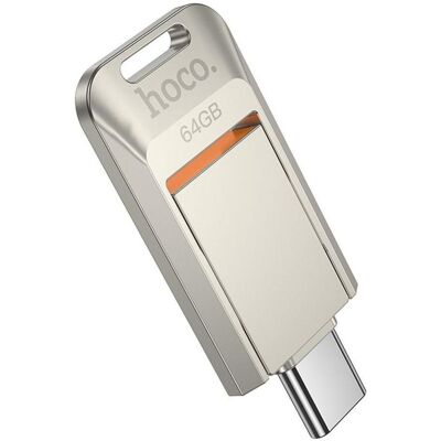 Hoco Memory cards pendrive USB A + USB C UD17 64GB USB3.0 (64 GB, USB-A, USB-C), USB Stick, Grau, Silber Hoco Memory cards pendrive USB A + USB C UD17 64GB USB3.0 (64 GB, USB-A, USB-C), USB Stick, Grau, Silber