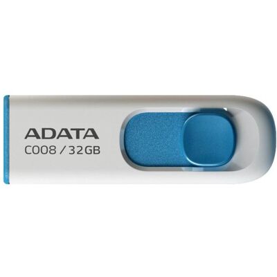 Adata MEMORY DRIVE FLASH USB2 32GB/WH/BLUE AC008-32G-RWE (32 GB, USB-A), USB Stick, Blau, Weiss Adata MEMORY DRIVE FLASH USB2 32GB/WH/BLUE AC008-32G-RWE (32 GB, USB-A), USB Stick, Blau, Weiss