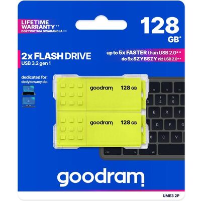 Goodram 2-PACK UME3-1280MXR11-2P (128 GB, USB-A), USB Stick, Gelb, Rot, Schwarz, Weiss Goodram 2-PACK UME3-1280MXR11-2P (128 GB, USB-A), USB Stick, Gelb, Rot, Schwarz, Weiss