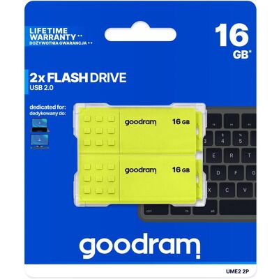 Goodram 2-PACK UME2-0640MXR11-2P (128 GB, USB-A), USB Stick, Gelb, Rot, Schwarz, Weiss Goodram 2-PACK UME2-0640MXR11-2P (128 GB, USB-A), USB Stick, Gelb, Rot, Schwarz, Weiss