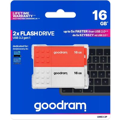 Goodram 2-PACK UME3-0160MXR11-2P (32 GB, USB-A), USB Stick, Gelb, Rot, Schwarz, Weiss Goodram 2-PACK UME3-0160MXR11-2P (32 GB, USB-A), USB Stick, Gelb, Rot, Schwarz, Weiss