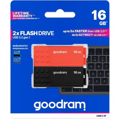 Goodram 2-PACK UME3-0160MXR11-2P (16 GB, USB-A), USB Stick, Orange, Weiss, Gelb, Rot, Schwarz Goodram 2-PACK UME3-0160MXR11-2P (16 GB, USB-A), USB Stick, Orange, Weiss, Gelb, Rot, Schwarz