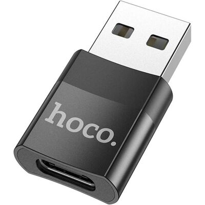 Hoco USB-A (Stecker) auf USB-C (Buchse) Adapter (USB Typ-C, 17 cm), Data + Video Adapter, Schwarz Hoco USB-A (Stecker) auf USB-C (Buchse) Adapter (USB Typ-C, 17 cm), Data + Video Adapter, Schwarz