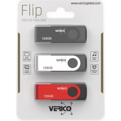 Verico USB 2.0 Stick 3er Pack, 128 GB (128 GB, USB-A), USB Stick, Rot, Schwarz, Silber Verico USB 2.0 Stick 3er Pack, 128 GB (128 GB, USB-A), USB Stick, Rot, Schwarz, Silber