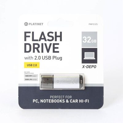 Platinet PMFE32S USB-Flashstick - 32 GB - USB 2.0 - Silber Platinet PMFE32S USB-Flashstick - 32 GB - USB 2.0 - Silber