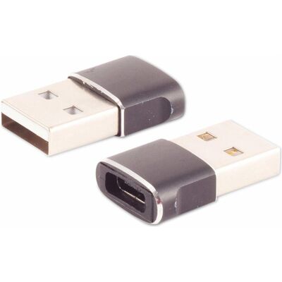 Shiverpeaks S/CONN maximum connectivity Adapter USB A Stecker auf USB C Buchse, 2.0, slim, Metallausführung (USB-A), Data + Video Adapter Shiverpeaks S/CONN maximum connectivity Adapter USB A Stecker auf USB C Buchse, 2.0, slim, Metallausführung (USB-A), Data + Video Adapter
