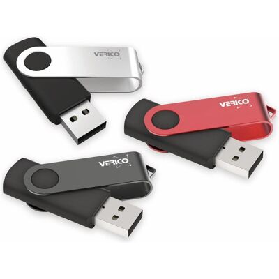 Verico USB 2.0 Stick 3er Pack, 128 GB (128 GB, USB-A), USB Stick, Rot, Schwarz, Silber Verico USB 2.0 Stick 3er Pack, 128 GB (128 GB, USB-A), USB Stick, Rot, Schwarz, Silber