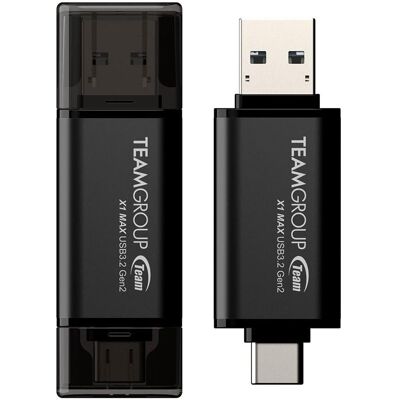 Team Electronic X1 MAX 512 GB (512 GB, USB-A, USB-C), USB Stick, Schwarz Team Electronic X1 MAX 512 GB (512 GB, USB-A, USB-C), USB Stick, Schwarz