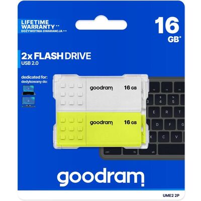 Goodram 2-PACK UME2-0640MXR11-2P (128 GB, USB-A), USB Stick, Gelb, Rot, Schwarz, Weiss Goodram 2-PACK UME2-0640MXR11-2P (128 GB, USB-A), USB Stick, Gelb, Rot, Schwarz, Weiss