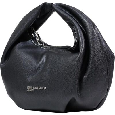Karl Lagerfeld, Damen, Handtasche, KLJ Metal Logo Small Hobo B1W30242, Schwarz Karl Lagerfeld, Damen, Handtasche, KLJ Metal Logo Small Hobo B1W30242, Schwarz