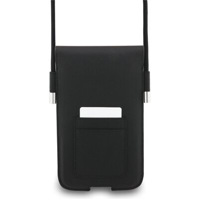 Lacoste, Damen, Handtasche, PVC Iconic Petit Pique Metal Logo Phone Pouch XL Black, Schwarz Lacoste, Damen, Handtasche, PVC Iconic Petit Pique Metal Logo Phone Pouch XL Black, Schwarz