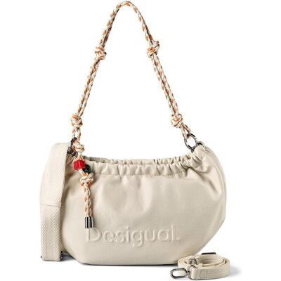 Desigual, Damen, Handtasche, Half Logo Waver Shoulder Bag, Beige Desigual, Damen, Handtasche, Half Logo Waver Shoulder Bag, Beige