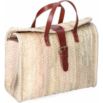 EDM, Herren, Handtasche, Aktentasche Palmblatt Schliesse Haut 32 x 26 cm, Beige EDM, Herren, Handtasche, Aktentasche Palmblatt Schliesse Haut 32 x 26 cm, Beige