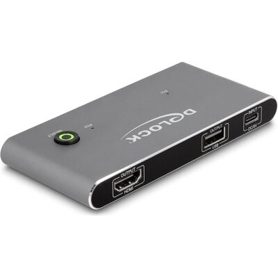 Delock USB-C™ KVM Switch zu HDMI 8K 60 Hz mit USB 2.0, KVM Switch, Grau Delock USB-C™ KVM Switch zu HDMI 8K 60 Hz mit USB 2.0, KVM Switch, Grau