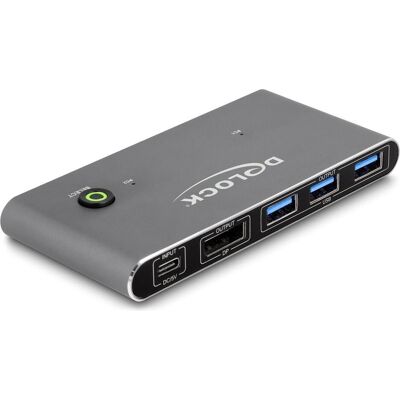 Delock DisplayPort KVM Switch 8K 30 Hz mit USB 5 Gbps, KVM Switch, Grau Delock DisplayPort KVM Switch 8K 30 Hz mit USB 5 Gbps, KVM Switch, Grau