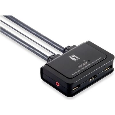 LevelOne KVM-0290: 2Port Kabel-KVM, KVM Switch, Schwarz, Grau LevelOne KVM-0290: 2Port Kabel-KVM, KVM Switch, Schwarz, Grau