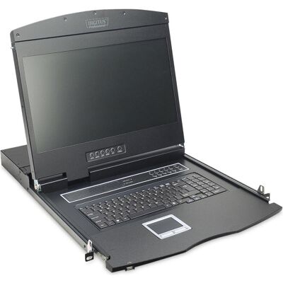 Digitus Modulare Konsole mit 19" TFT (48,3cm), 8-Port KVM & Touchpad, US Tastatur, KVM Switch, Schwarz Digitus Modulare Konsole mit 19" TFT (48,3cm), 8-Port KVM & Touchpad, US Tastatur, KVM Switch, Schwarz