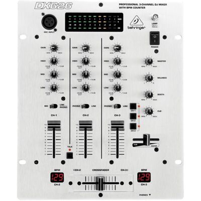 Behringer DX626 PRO Mixer, 3-Kanal DJ Mixer, Mischpult, Silber Behringer DX626 PRO Mixer, 3-Kanal DJ Mixer, Mischpult, Silber