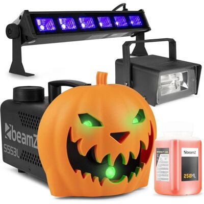 BeamZ Halloween Smoke Machine PartySet - mit klickbarem Kürbis - UV -LED -Bar, Nebelmaschine BeamZ Halloween Smoke Machine PartySet - mit klickbarem Kürbis - UV -LED -Bar, Nebelmaschine
