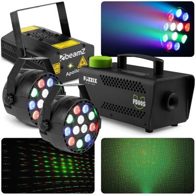 BeamZ Light Set mit Laser, Nennpunkten und 500 -W -Rauchmaschine (1 W, LED), Scheinwerfer, Mehrfarbig BeamZ Light Set mit Laser, Nennpunkten und 500 -W -Rauchmaschine (1 W, LED), Scheinwerfer, Mehrfarbig
