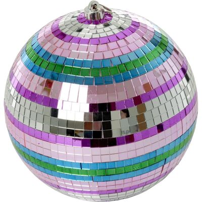 Rice - Disco Ball with Funky Stripes - Pink, Silver, Green, and Blue - Large (25 cm), Spiegelkugel, Mehrfarbig, Blau, Grün, Silber, Pink Rice - Disco Ball with Funky Stripes - Pink, Silver, Green, and Blue - Large (25 cm), Spiegelkugel, Mehrfarbig, Blau, Grün, Silber, Pink