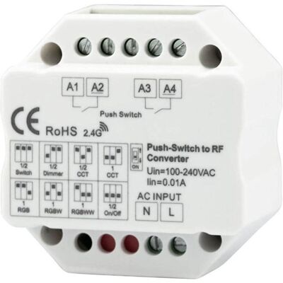 Isoled, Beleuchtung Zubehör, Sys-Pro 2-Push Input, Funk-Output für Switch/Dimm/CCT/ RGB/RGB+W Empfänger, 100-240V Isoled, Beleuchtung Zubehör, Sys-Pro 2-Push Input, Funk-Output für Switch/Dimm/CCT/ RGB/RGB+W Empfänger, 100-240V