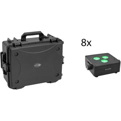 EuroLite Set 8x AKKU IP Flat Light 3 sw + Kunststoffcase mit Trolley (8 W, LED), Scheinwerfer, Schwarz EuroLite Set 8x AKKU IP Flat Light 3 sw + Kunststoffcase mit Trolley (8 W, LED), Scheinwerfer, Schwarz