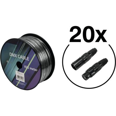 EuroLite Set DMX Kabel 2x0,22 100m sw + 40 Verbinder (Diverse), Lichttechnik Zubehör EuroLite Set DMX Kabel 2x0,22 100m sw + 40 Verbinder (Diverse), Lichttechnik Zubehör