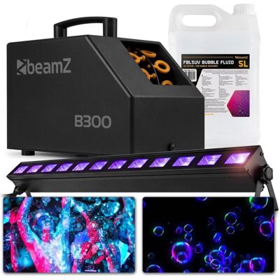 BeamZ Neon party pakket - blacklight, bellenblaasmachine en UV bellenblaasvloeistof (3 W, LED), Scheinwerfer, Schwarz BeamZ Neon party pakket - blacklight, bellenblaasmachine en UV bellenblaasvloeistof (3 W, LED), Scheinwerfer, Schwarz
