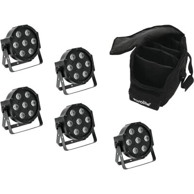 EuroLite Set 5x LED SLS-7 HCL Spot + Soft Bag (10 W, LED), Scheinwerfer, Schwarz, Mehrfarbig EuroLite Set 5x LED SLS-7 HCL Spot + Soft Bag (10 W, LED), Scheinwerfer, Schwarz, Mehrfarbig