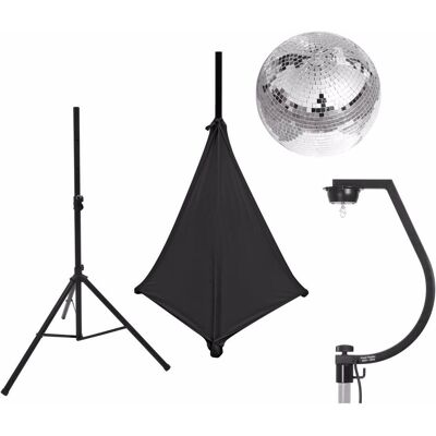 EuroLite Set Spiegelkugel 30cm mit Stativ und Segel schwarz (30 cm), Spiegelkugel, Schwarz EuroLite Set Spiegelkugel 30cm mit Stativ und Segel schwarz (30 cm), Spiegelkugel, Schwarz