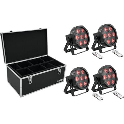 EuroLite Set 4x LED SLS-7 HCL Floor + Case TDV-1 (10 W, LED), Scheinwerfer, Weiss, Schwarz EuroLite Set 4x LED SLS-7 HCL Floor + Case TDV-1 (10 W, LED), Scheinwerfer, Weiss, Schwarz