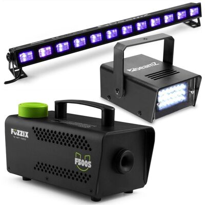 BeamZ Halloween Light Effect Set mit grossem Stroboskop, Blacklight LED -Bar und S500 -Rauchmaschine (3 W, LED), Scheinwerfer, Mehrfarbig BeamZ Halloween Light Effect Set mit grossem Stroboskop, Blacklight LED -Bar und S500 -Rauchmaschine (3 W, LED), Scheinwerfer, Mehrfarbig