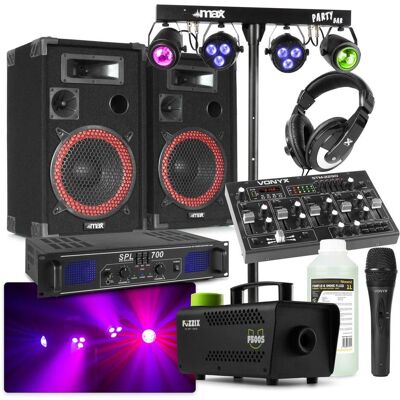 Max Complete 700W DJ Disco set met geluidsboxen, lichteffecten en rookmachine met 2L, DJ Controller Max Complete 700W DJ Disco set met geluidsboxen, lichteffecten en rookmachine met 2L, DJ Controller