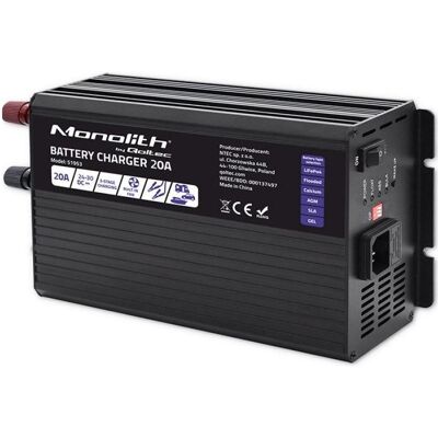 Qoltec, Autobatterie Ladegerät, Smart Monolith Batterieladegerät für LiFePO4 AGM GEL SLA-Batterien 20A 24V (20 A) Qoltec, Autobatterie Ladegerät, Smart Monolith Batterieladegerät für LiFePO4 AGM GEL SLA-Batterien 20A 24V (20 A)