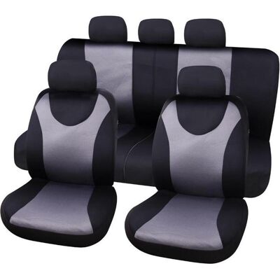 Carpoint, Autositzbezüge, AutoPoint-Sitzabdeckung Set London Uni Polyester Black/Grey 9-Piece Carpoint, Autositzbezüge, AutoPoint-Sitzabdeckung Set London Uni Polyester Black/Grey 9-Piece
