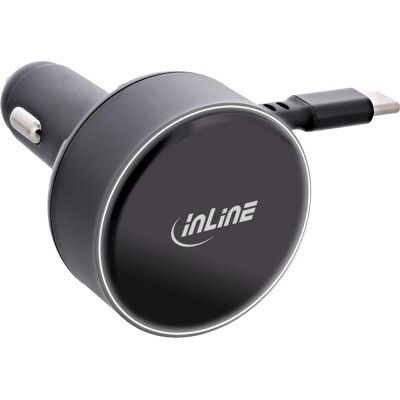 InLine Dual USB-C KFZ Stromadapter 12/24V, ausziehbares Kabel + Buchse, 75W, Auto Adapter, Schwarz InLine Dual USB-C KFZ Stromadapter 12/24V, ausziehbares Kabel + Buchse, 75W, Auto Adapter, Schwarz