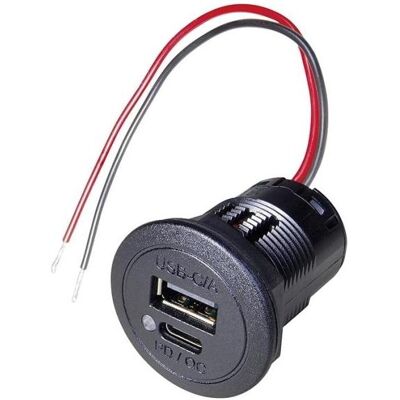 ProCar, Auto Innenraum Zubehör, USB-C / USB-A stik til indbygning med LED lys ProCar, Auto Innenraum Zubehör, USB-C / USB-A stik til indbygning med LED lys