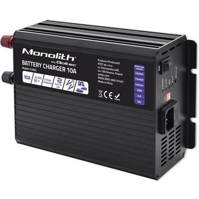 Qoltec, Autobatterie Ladegerät, Smart Monolith Batterieladegerät für LiFePO4 AGM GEL SLA-Batterien 10A 24V (10 A, 24V) Qoltec, Autobatterie Ladegerät, Smart Monolith Batterieladegerät für LiFePO4 AGM GEL SLA-Batterien 10A 24V (10 A, 24V)