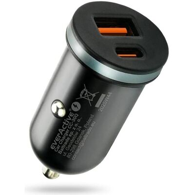 Everactive Autoladegerät 35W 1xUSB 1xUSB-C, Auto Adapter, Schwarz Everactive Autoladegerät 35W 1xUSB 1xUSB-C, Auto Adapter, Schwarz