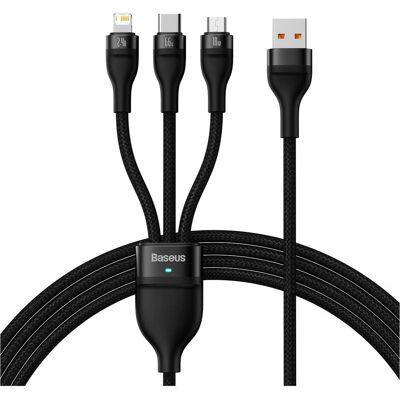 Baseus Blitzserie 3-in-1 Schnellladekabel - USB zu M+L+C 100W Baseus Blitzserie 3-in-1 Schnellladekabel - USB zu M+L+C 100W
